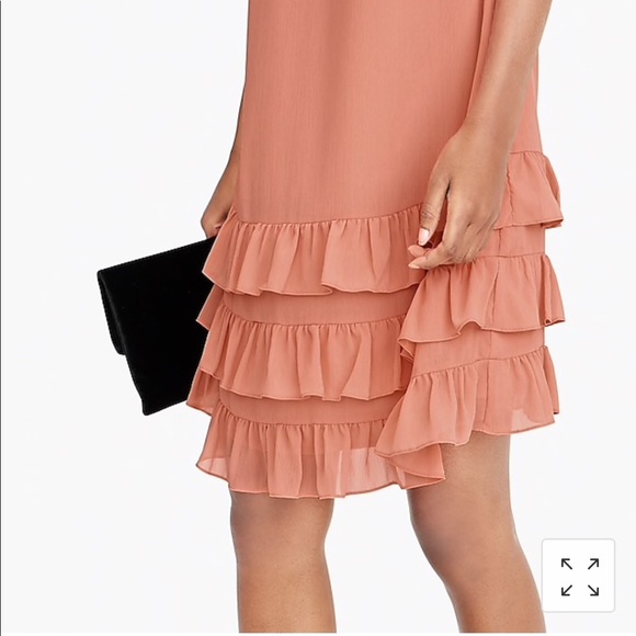 J crew Ruffle Dress in Crinkle Chiffon - Picture 2 of 5
